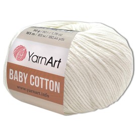 Frida's Wollhaus YarnArt 50 g Baby Cotton Wool Cotton Acrylic Crochet Yarn Knitting Yarn 55 Colours (401 | Snow White)