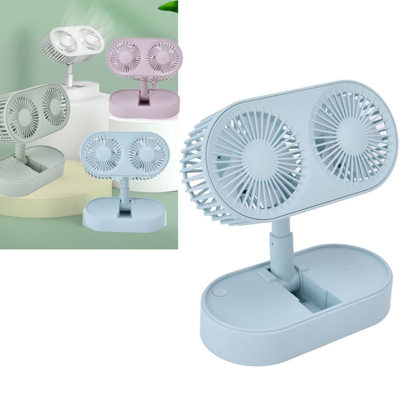 Desktop Double Fan Dual Motor 135° Angle Adjustable Handheld Fan