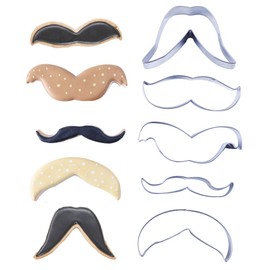 KALAIEN 5 Pieces Man Mustache Cookie Cutter Set Stainless Steel Cookie Cutter Fondant Biscuit Baking Mould
