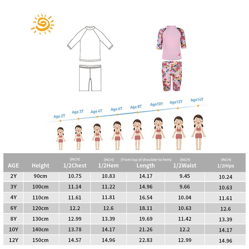 EZIX Traje de baño para niñas con protección solar UV,