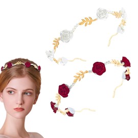 RTRTGS Pack of 2 Rhinestone Headbands Glittering with Pearls Crystal Glitter Decorated with Sequins Fashionable Headhands Thick Padded Wide Sponge Carnival Silver Headband Braided Women Girls