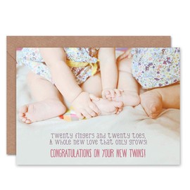 Greeting New Baby Fingers Toes 20 Twins Sealed Greeting Card Plus Envelope Blank inside