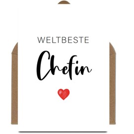 The Life Barn Postcard with Envelope "Weltbeste Chef" for Birthday, Say Thank You, Farewell