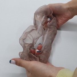 Knotless hair tie, large scrunchie, big size scrunchie band, rose gold / 매듭없는머리끈 큰곱창 빅사이즈곱창 밴드 로즈골드