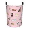 Jbofyee Cute Dogs Pink Laundry Hamper Bag With Waterproof Liner