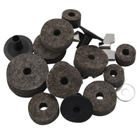 Alnicov Cymbal Replacement Accessories,21 Pieces Drum Replacement Kit,Cymbal Felts Hi-Hat Clutch Felt Cymbal Sleeves with Base Wing Nuts and Cymbal Washer for cymbal stackers,Grey