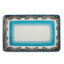 Euro Ceramica Zanzibar Collection Large Serving Platter, Spanish Floral Design