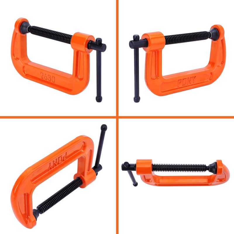 PONY Malleable Iron C-Clamp Set, 3-Piece, (1", 2", 3")