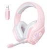 Bocodow Pink Gaming Headphones with Mic, Newest 2.4G Wireless Gaming