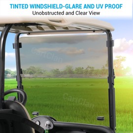 CartClan Golf Cart Foldable Tinted Windshield Suitable for 2018-UP EZGO RXV Golf Cart, RXV Folding Windshield Replacement with Windshield Clips, PC UV Resistant