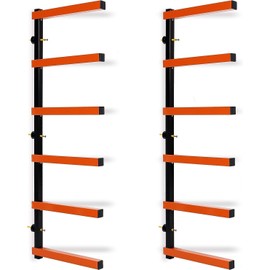 ECOTRIC Lumber Rack Wall Mount Wood Organizer Lumber Organizer - Heavy Duty Metal 6 Levels Shelf Lumber Storage Rack Max 600 Lbs (1 Pack), Indoor & Outdoor Use - Orange