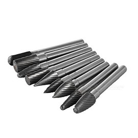 9 Pieces Tungsten Carbide Single Cut Rotary Burr SET 1/4" Shank Fit 6mm Shank