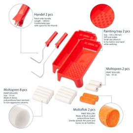 COMENSAL® Paint Set 16 Pieces - Paint Set - Paint Roller for Water-based Paints - Foam Roller - Paint Tray - Renovation Set - Foam - Paint Roller - Painting Supplies - Made in EU