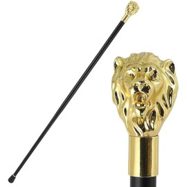Luxury Royal Golden Lion Head Walking Cane for Men, Elegant Alloy Handle, Traditional African Handcrafted Staff