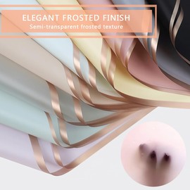 BBJ WRAPS Gold-Edged Floral Wrapping Paper Waterproof Flower Bouquet Packaging Paper for Florist Supplies on Valentine's Day, Mother’s Day, 23.6 x 23.6 inches - 40 Sheets (Purple)