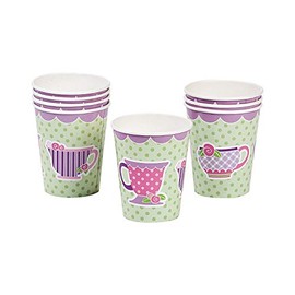 Fun Express - Tea Party 9oz Cups for Birthday - Party Supplies - Print Tableware - Print Cups - Birthday - 8 Pieces