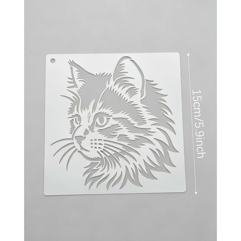 16 Pcs Window Cat Stencils,Animal Theme PET Vintage Drawing Templates