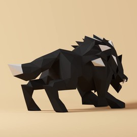 Yona DIY - Wolf Papercraft Kit - Abstract Low Poly 3D Origami Puzzle for Home Decor, Artwork, and Gifts