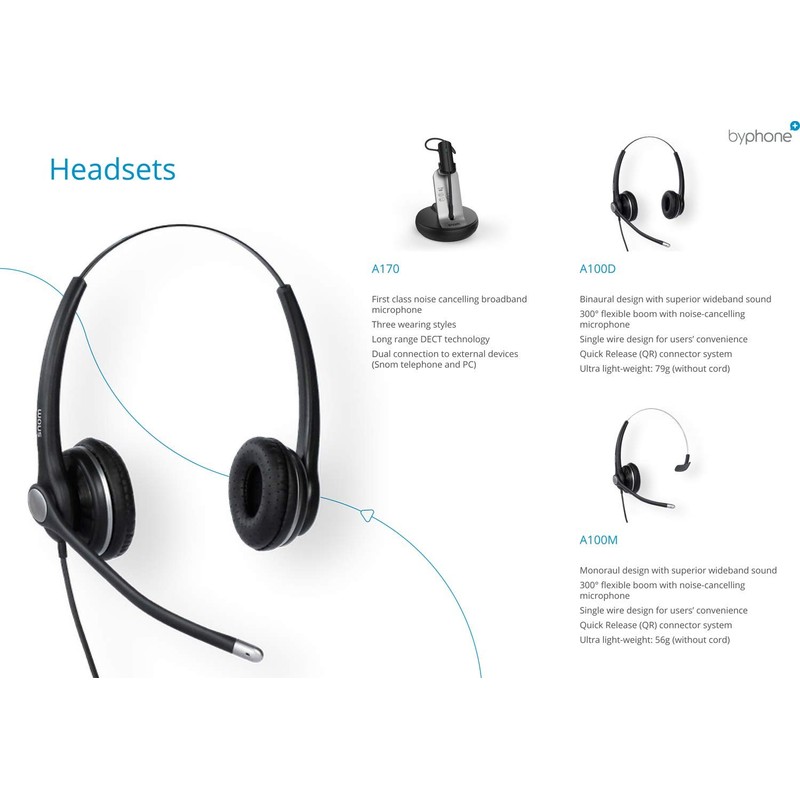 Snom Technology A100D Wired Binural Headset With Qd Rj9