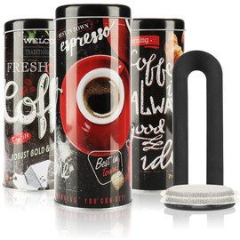 com-four® Coffee Pod Tins, Decorative Tin, Storage Containers for Coffee Pods, Coffee Beans