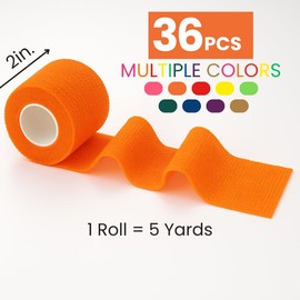 2" Cohesive Flexible Bandage Wrap – Color Variety Pack (Box of 36) | Self-Adherent, Easy Tear, Breathable | Compression, First Aid, Vet & Athletic Support