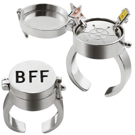 Shengruili Pack of 2 Best Friends Forever Rings, Cute BFF Ring, Adjustable Open Cap Ring, Hug Ring, Silver, Open Cap Rings, Friendship Ring, Jewellery Gifts for Women and Girls, 1