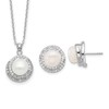 Jewelry Stores Network Sterling Silver Freshwater Pearl CZ 17in Necklace and Post Earrings Set 17