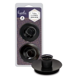 Hyoola Candle Drip Protectors - Reusable Metal Safety Candle Holder - Pin Holds Candles in Place - for 3/4 inch Diameter Candle - Black - 2 Pack