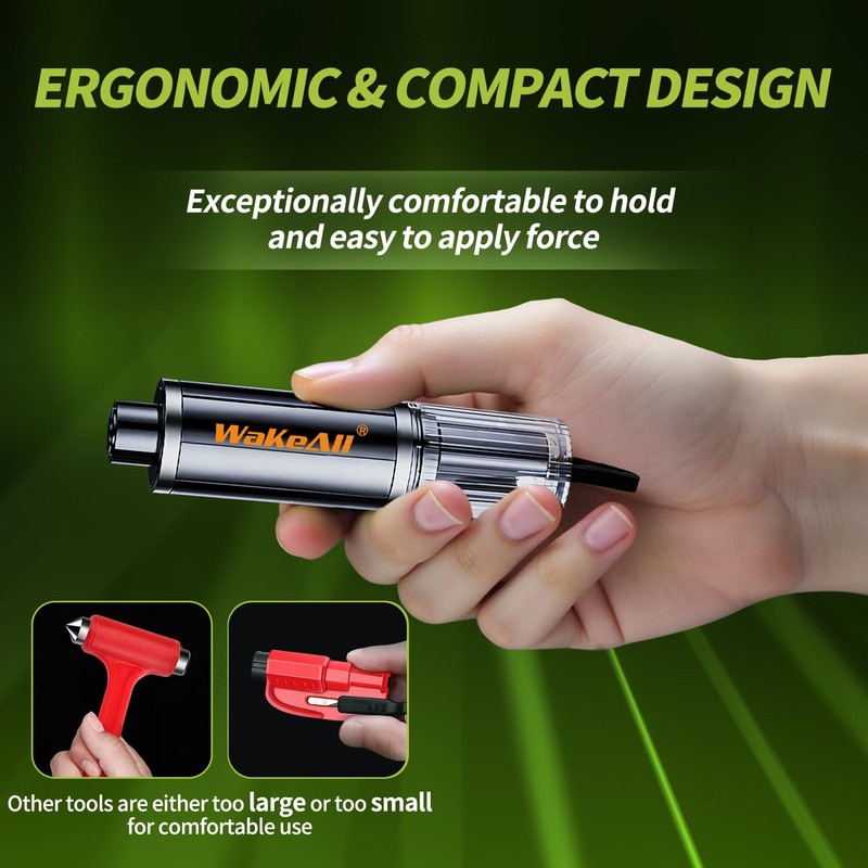 Window Breaker Seatbelt Cutter, Emergency 2‑in‑1 Car Escape Keychain Tool,