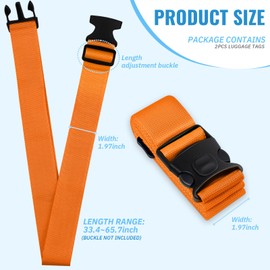 2Pcs Suitcase Straps Set, Adjustable Suitcase Straps, Heavy Duty Luggage Straps with Quick Release Buckle, Travel Accessories Thickened Luggage Belt for Suitcase Baggage (Orange)