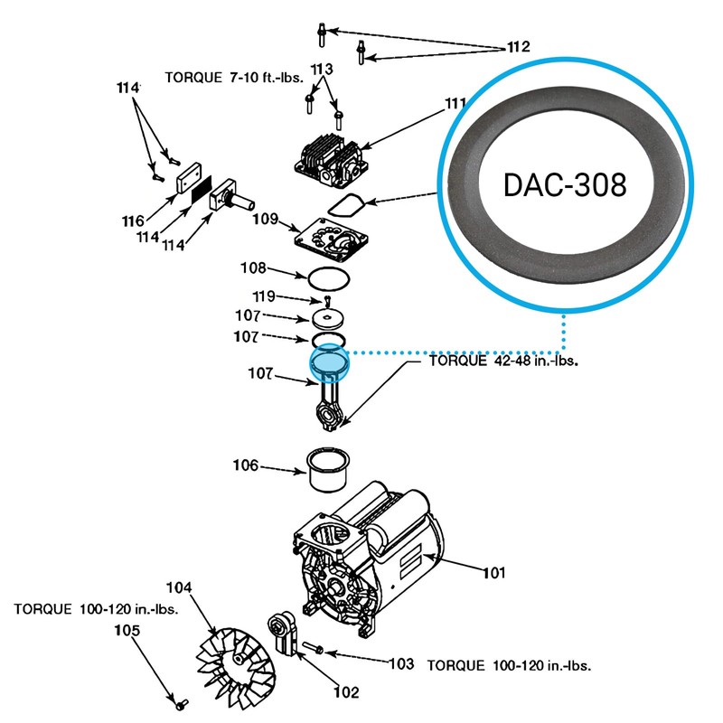 4 Pack DAC-308 Piston Rings for Craftsman Air Compressor –