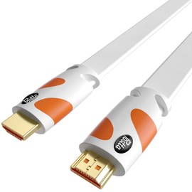 Postta Flat HDMI Cable 25 Feet 4K HDMI2.0 Cable Support 4K(2160P),3D,1080P,Ethernet,Audio Return(White-Orange)