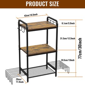 Iron & Wood Floor-Standing 3-Tier Purse Organizer Storage Rack with Adjustable Feet, High-Capacity Bag Organizer for Closet, Handbag Organizers Display Stand Shelf for Closet, Bedroom, Entryway