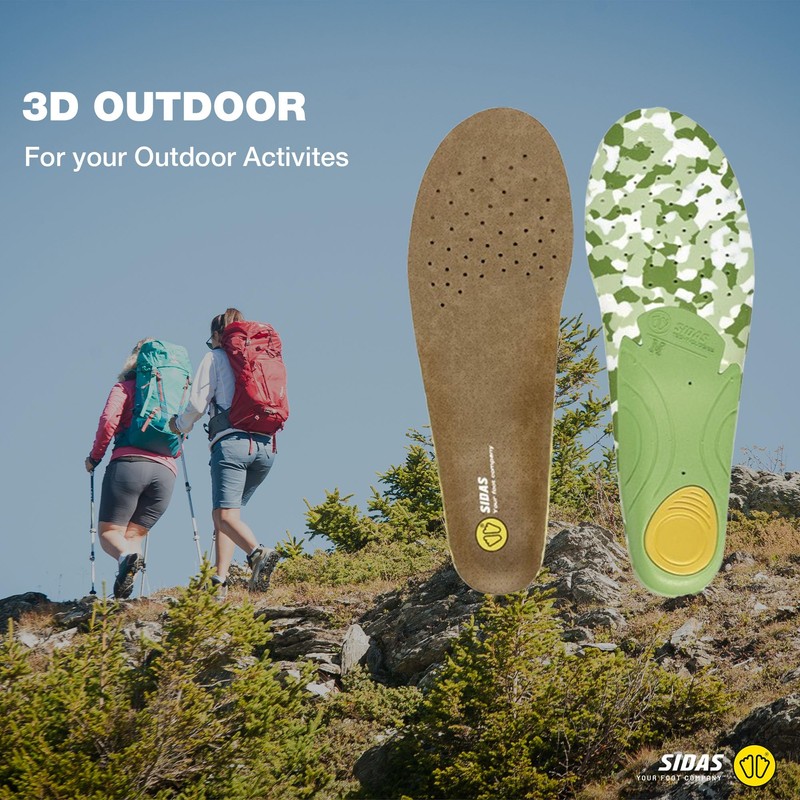 Sidas 3D Einlegesohlen für Wandern & Outdoor-Aktivitäten, grün, 39-41