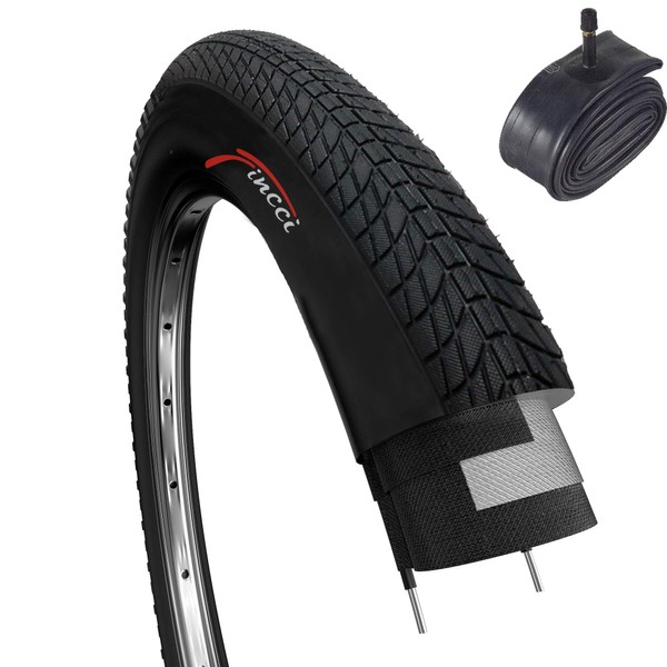 Fincci Set Bike Tyre 20 x 1.75 Inch 47-406 Cycle Mountain Tyres with Schrader Inner Tube for BMX or Kids Childrens Bike and Folding Bicycle 20x1.75