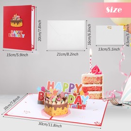 Bighan Happy Birthday 3D Pop Up Card, 3D Birthday Card Anniversary Pop Up Cards for Kids Men and Women Family, B