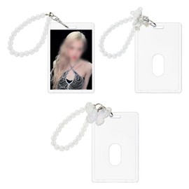 SUPERFINDINGS 3 Sets Acrylic Photocard Holder 4.1x2.5inch Kpop Photocard Holder Clear ID Bank Photo Card Holder Cute Butterfly Bear Shaped Card Protector for Women
