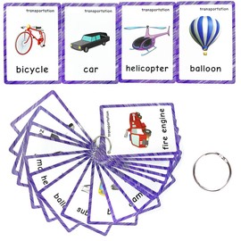 SANTSUN Set of Transportation Flashcards for Toddlers(22 pcs)| Kids Vocabulary Picture Montessori Pocket Cards | Perfect for Preschoolers & Kindergarteners, Teacher/Autism Therapists Tools