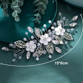 Crystal Bridal Hair Accessories, Bridesmaid Flower Girl Flower Hair Accessories, Wedding Tiaras for Bride, Prom Diamante HairClips for Women for Bridesmaid, Flowergirl, Wedding Guest & Girl (Silver)