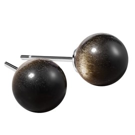Jewboo Obsidian 925 Sterling Silver Studs Earrings for Women Men Simple Round Beads Crystal Jewelry Gifts 8mm
