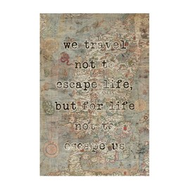 We Travel Not to Escape Life Living Room Home Wall Decor Lettering Wall Stickers Historical Watercolor Travel Map Reusable Wall Decal for Backdrops Bedroom Laptop Cups Vinyl 22in