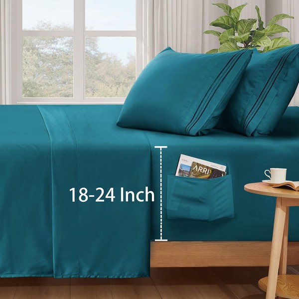 SiinvdaBZX Extra Deep Pocket King Sheets Set - Fits Mattress