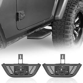 Hooke Road Wrangler JL 2-Door Running Board Side Step Bars for 2018-2025 Jeep Wrangler JL 2-Door, 1 Pair Steel Side Nerf Bars Door Steps