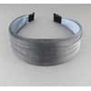 Silver Black headband 1 5/8" wide shiny satin fabric covered