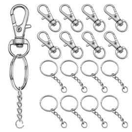 150Pcs Swivel Snap Hook Set,Stainless Steel Split Key Rings with Chain and Jump Rings Bulk for Keychain Lanyard,Crafts Supplies