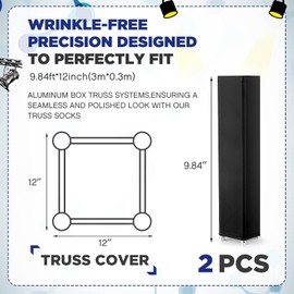 Hahafelt 2 Pcs Truss Cover Fits Box Truss Scrim Elastic Fabric Seamless Integration Easy Installation Pull over Sleeves (10 ft X 12 in,Black)