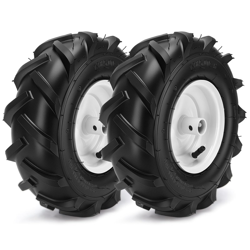 13x5.00-6" Tiller Tires and Wheels, (2-Pack 1" Axle Bore, 3-1/8"