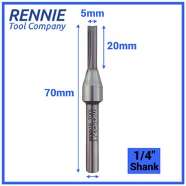 Rennie Tools - 5mm Cutting Diameter x 20mm Flute x 1/4" Shank TCT Tipped 2 Flute Straight Router Cutter Bit Compatible With Makita Bosch Trend Katsu Dewalt Router Etc. 5mm Router Bit
