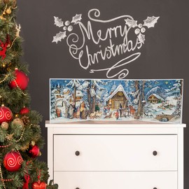 Nostalgischer Adventskalender aus Papier mit Bildern und Glimmer für Kinder und Erwachsene "Weihnachten mit den Tieren"