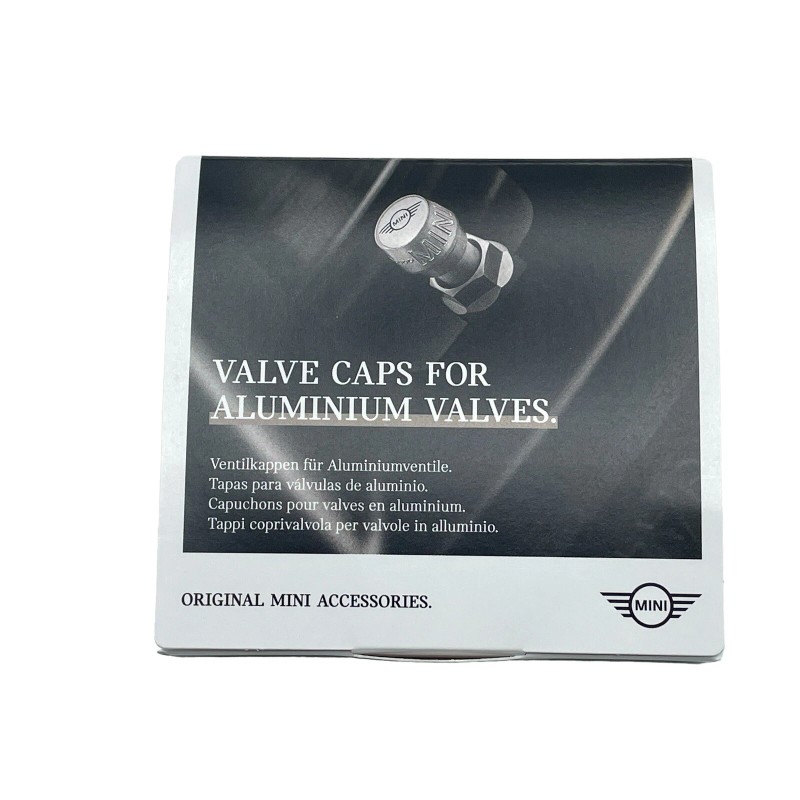 MINI Cooper Emblem Logo Silver Tire Valve Stem Caps Set